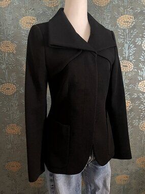 Prada Black Wool Jacket Slim Fit Button Front Size 42